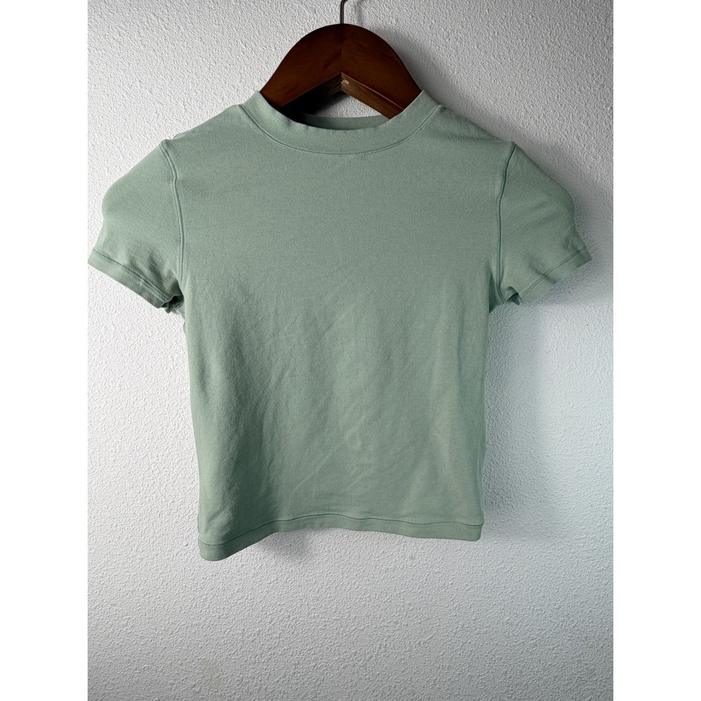 Yogalicious Women Short Sleeve Tee Green XS Airlite Melissa Crop Athleisure